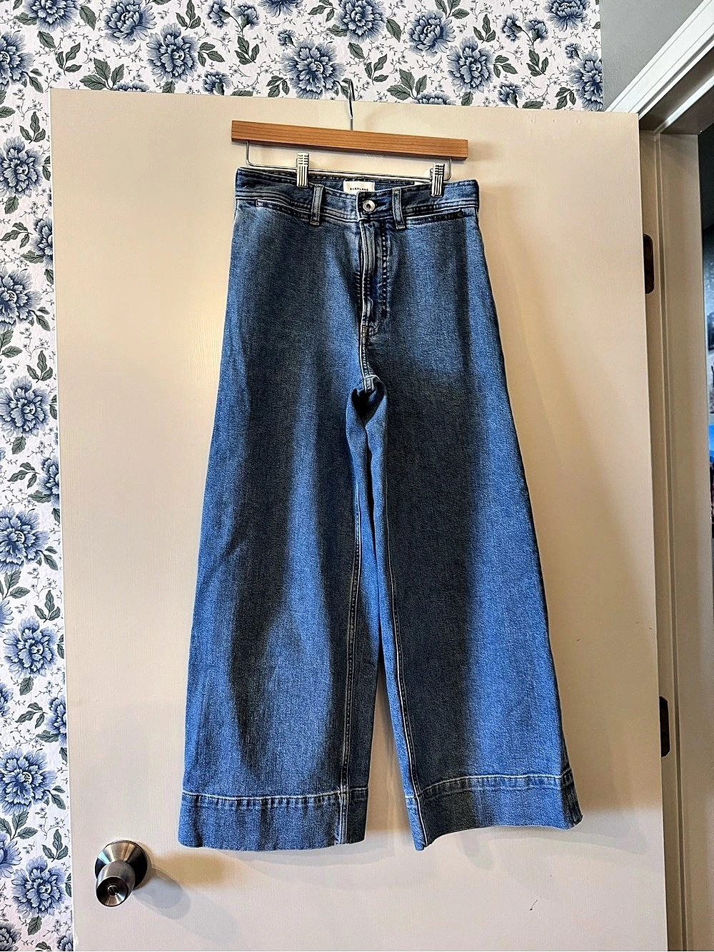 Everlane The Way-High Crop Jean Wide Leg Jeans Blue Waist 28